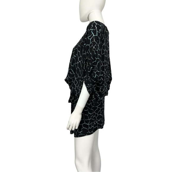 DVF Black & Blue EDNA Silk Print Dress, NWT - Picture 2 of 8